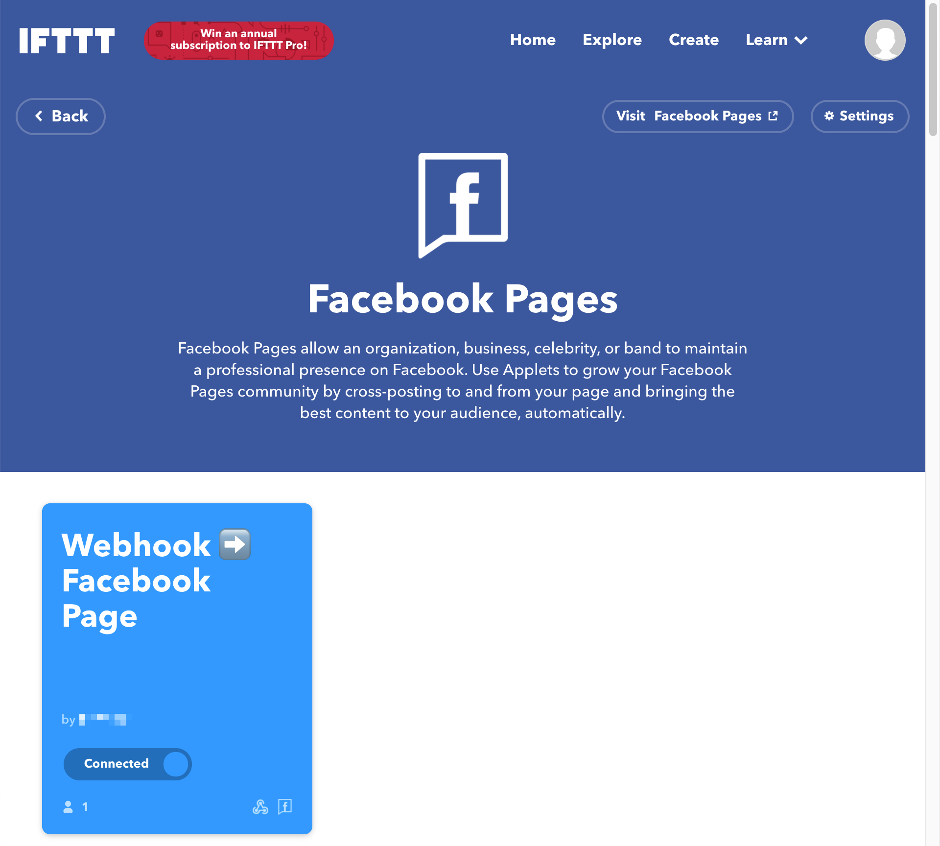 IFTTT 페이스북 커넥터