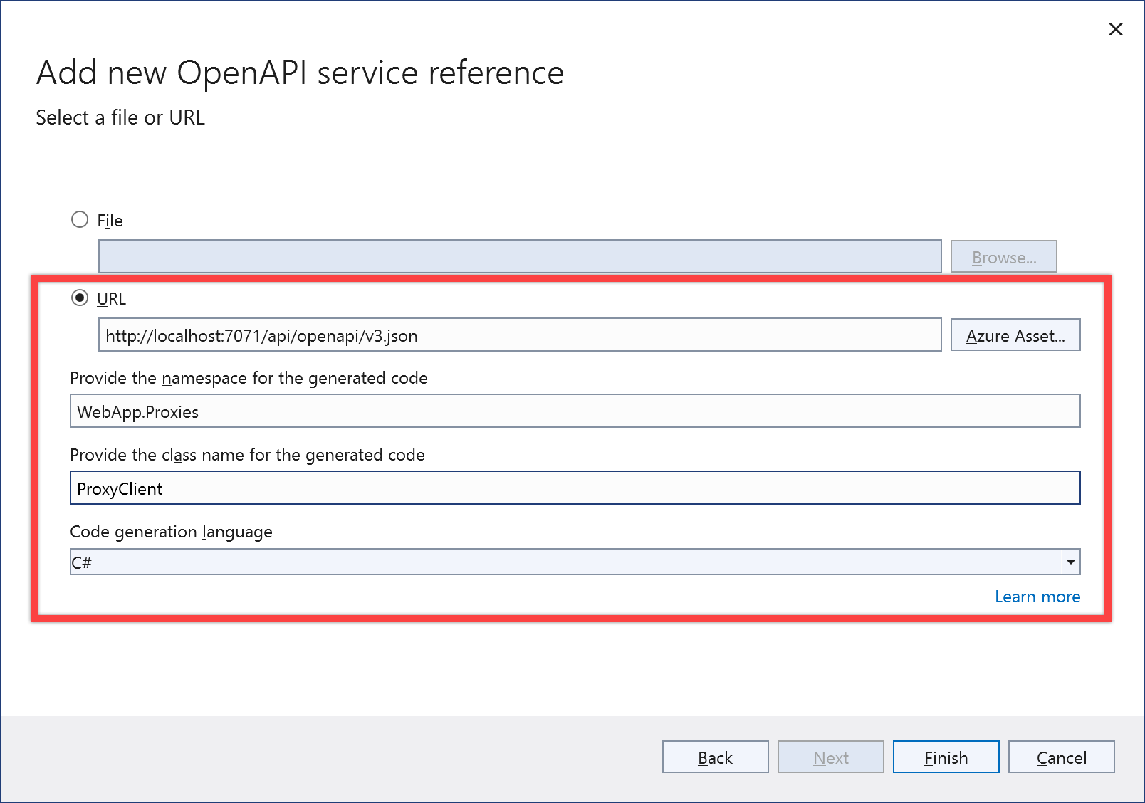 Enter OpenAPI Details