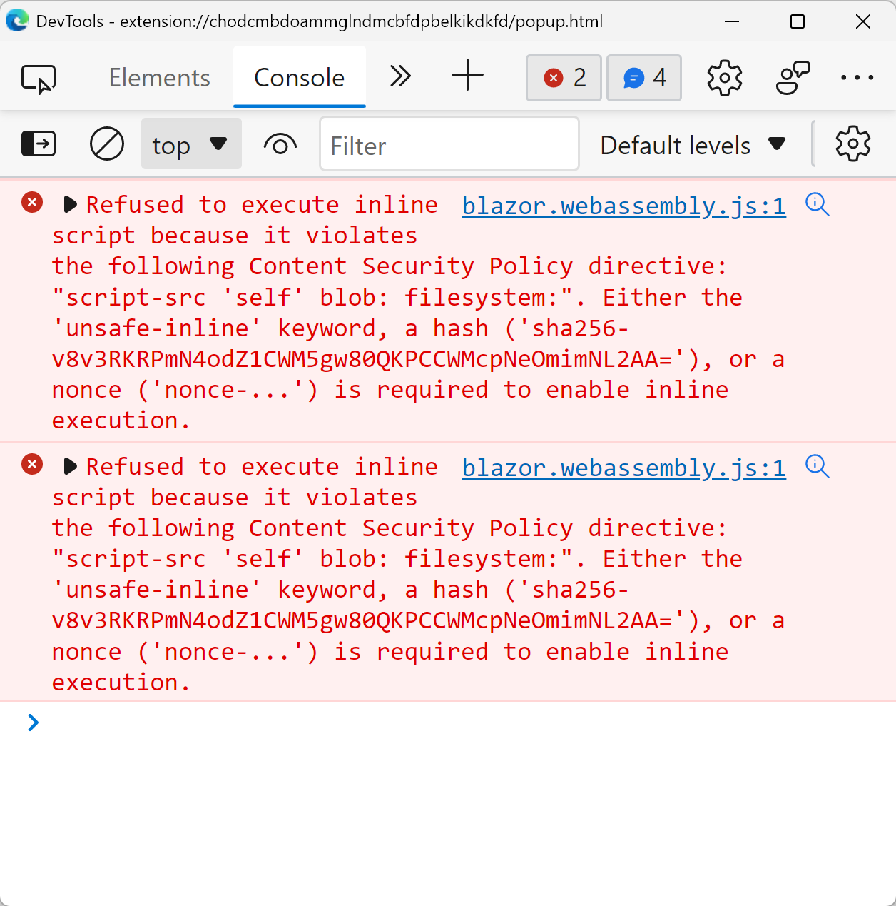 Chrome Extension pop-up error #1
